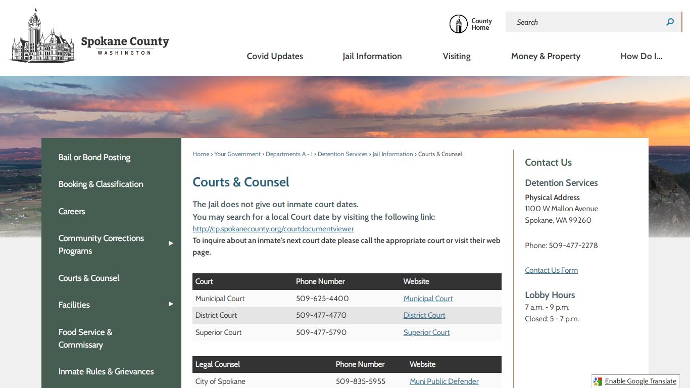 Courts & Counsel | Spokane County, WA